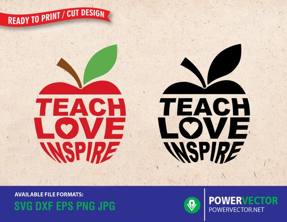 Download Teach Love Inspire Svg Apple Teacher Svg Teach Teacher Etsy