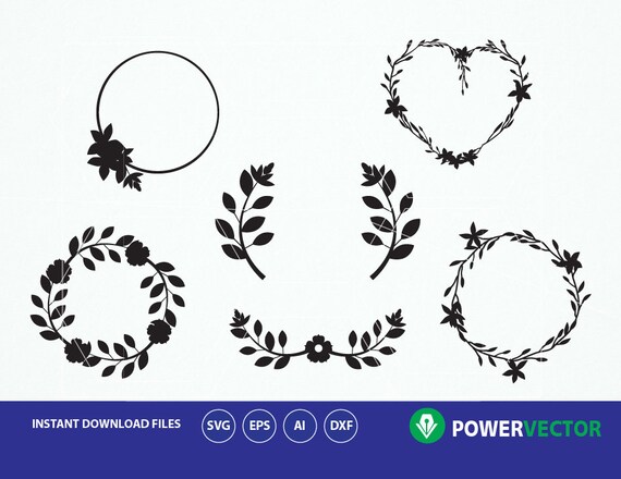 Download Floral Wreath Svg Collection Invitation Decoration Clipart Etsy