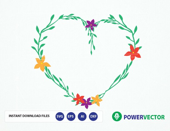 Download Svg File Heart Vintage Laurel Wreath Floral Frame Svg Laurel Etsy