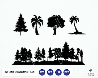 Forest SVG File. Trees Svg. Trees Silhouette - Fine Tree, Palm Tree Svg. Forest Silhouette Svg. Forest Cut File. Tree Cricut. Tree Cameo Svg