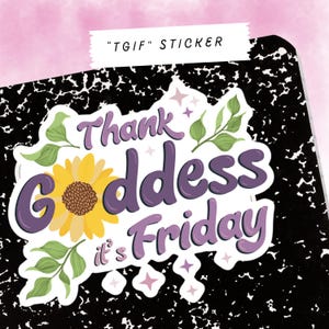 女神に感謝、今日は金曜日の引用 TGIF ハッピーフライデーの雰囲気ステッカー 楽しいレトロな金曜日の気分のデカール ヴィーナスフリッグ女神の肯定 装飾ラベル