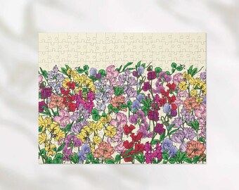 Rainbow Sweet Pea April Birth Flower Jigsaw Puzzle | Floral Birthday Gift For Her Mom Kids or Family