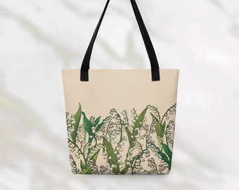 Lily Of The Valley May Birth Flower Tote Bag | Floral Birthday Month Gift For Her, Best Friend or Bridesmaid Proposals