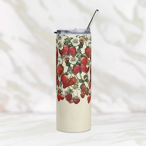Mug de voyage mignon fraise gobelet fin | Tasse à café glacée, cadeau d'anniversaire pour sa mère, meilleure amie, demoiselle d'honneur ou proposition de mariage, cadeaux nuptiales