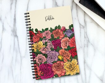 Rose June Birth Flower Personalized Journal | Floral Custom Notebook Libra Zodiac Birthday Gift For Her Best Friend or Bridesmaid Proposals