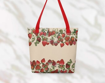 Cute Strawberry Tote Bag | Summer or Spring Birthday Gift For Her Mom Best Friend or Bridesmaid Proposals