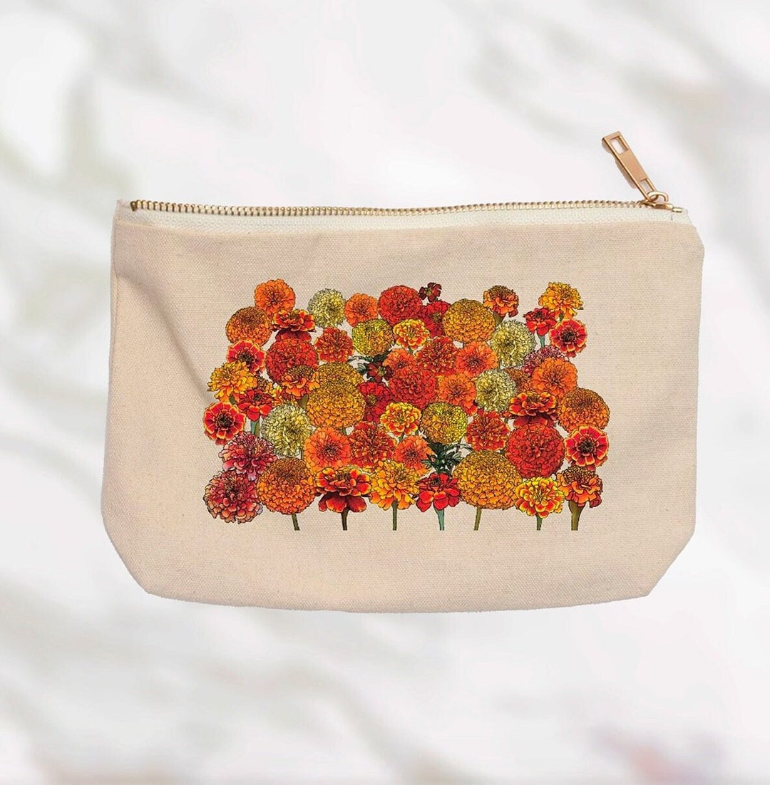 Marigold October Birth Flower Pencil Case Zipper Pouch - Etsy