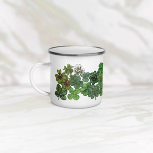 Four Leaf Clover Shamrock Enamel Mug St. Patrick's Day Gift For Her Him & Children image 3