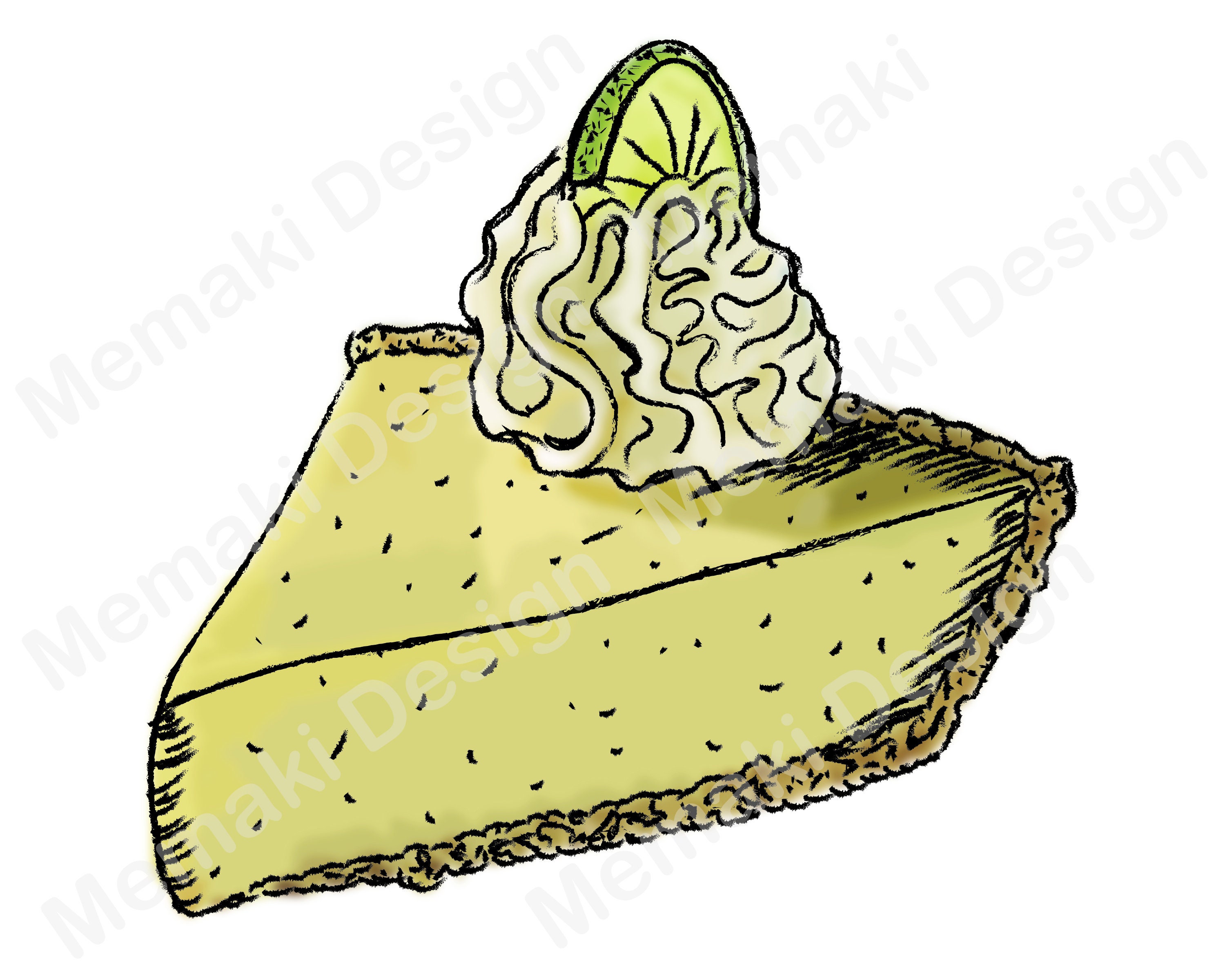 Original Art Digital Download Key Lime Pie Sketch Art Etsy