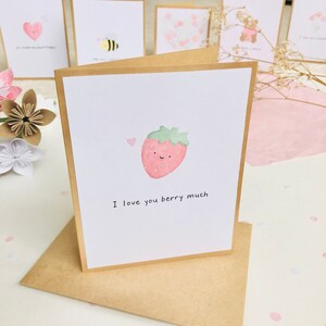 I Love You Berry Much Card / Biglietto di San Valentino / Carte acquerello