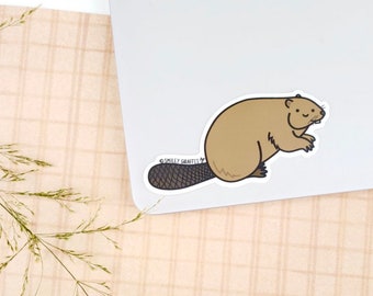 Smiley Beaver Vinyl Sticker | Waterproof