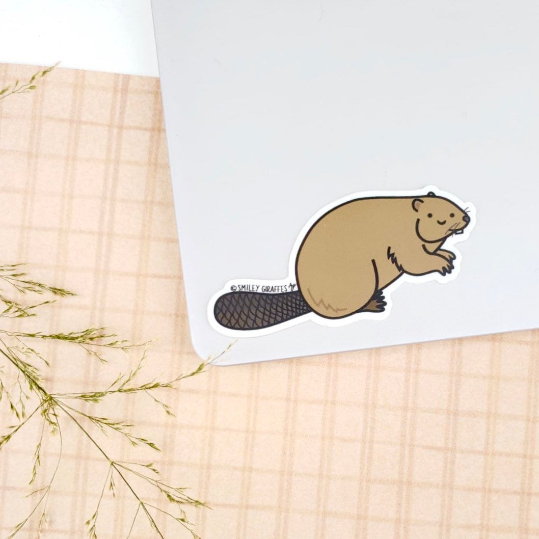 Smiley Beaver Vinyl Sticker | Waterproof - Etsy