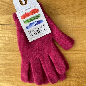 Peony Pink Possum Merino Gloves  - Unisex Wool Gloves
