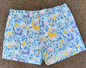 Moeraki Shorts - Blue Forest Animals - Cotton Shorts / Pyjama Bottoms / Women's Sleep Shorts / Shorts / Pyjama Pants