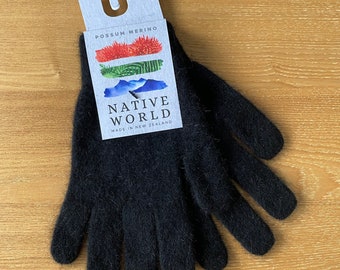 Black Possum Merino Wool Gloves – Unisex Knit Gloves