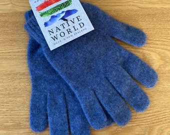 Bluebell Possum Merino Wool Gloves - Unisex Knit Gloves