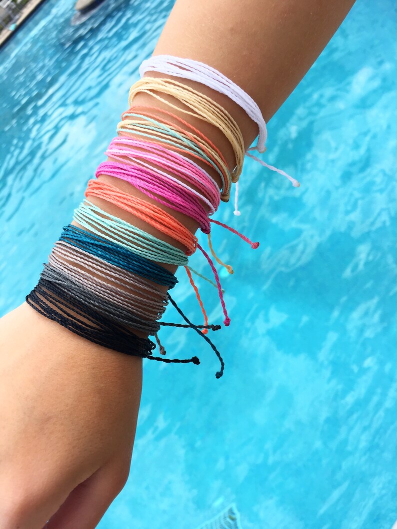 Coral Basic Stackable Bracelet Wax String Bracelet Etsy