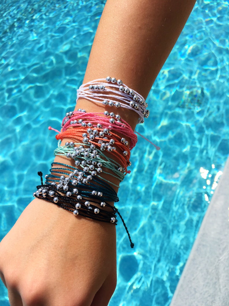 Red Beaded Wax String Bracelet Friendship Bracelet Stackable Etsy