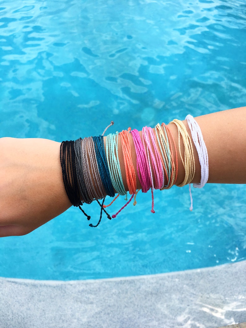 Black Basic Stackable Bracelet Wax String Bracelet Etsy