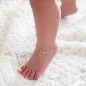 Dainty Heart 18k Gold Silver Plated Anklet, Baby Shower Gift Jewelry