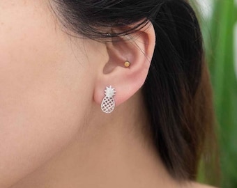 Pineapple Earrings (18K Rose & 24K Gold)