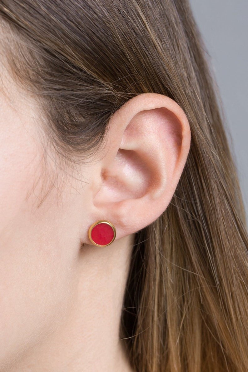 14K 10mm Palette Earrings Red