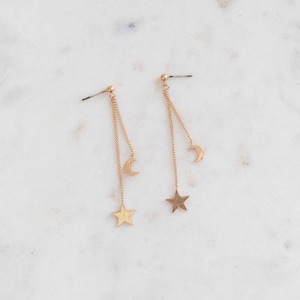 Star and Moon Dangle Earrings