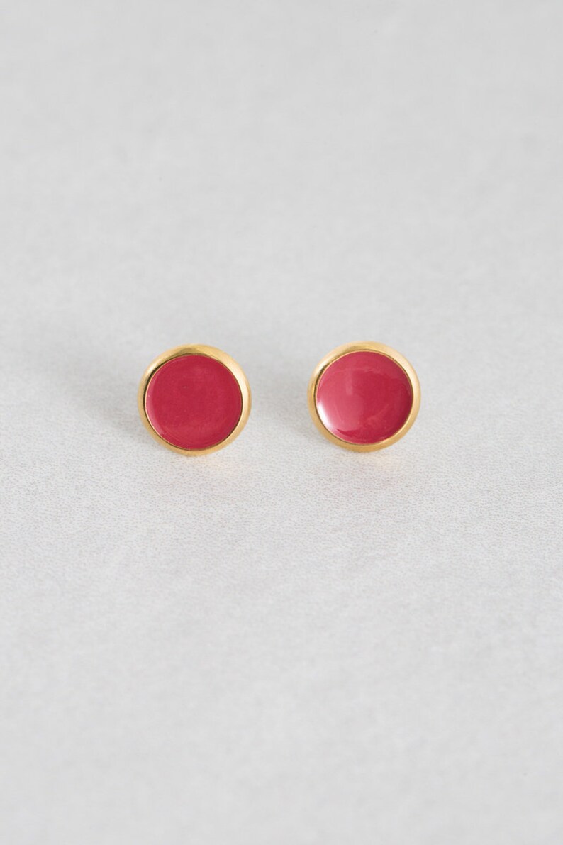 14K 10mm Palette Earrings Red