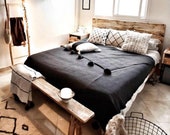 Gorgeous pompom blanket , cotton 100 ,handmade,black color
