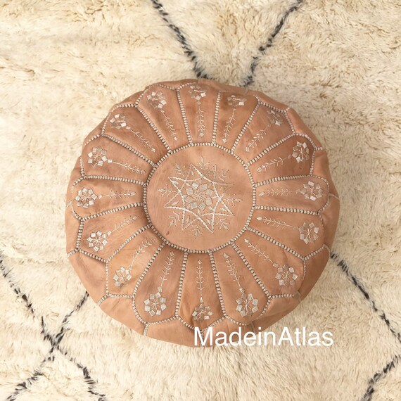 Moroccan Leather Poufshome Decor Bedroom Authentic Etsy