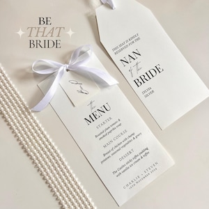 Wedding Menu/Name/Reservation Tags Bundle Formal Elegant Minimal Editable Canva Template