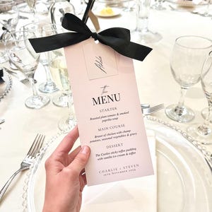 Hochzeitsmenü/Name/Reservierung Tags bündeln Formelle Elegante Minimal bearbeitbare Canva Vorlage