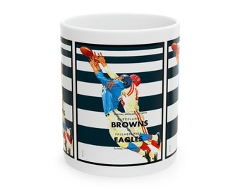 1961 Vintage Cleveland Browns- Philadelphia Eagles Football Program Cover - Ceramic Mug, 11oz