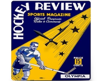 1940-1941 Vintage Detroit Red Wings Hockey Program Cover - Acrylic Wall Clock