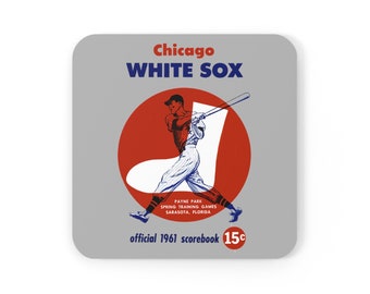 1961 Chicago White Sox Baseball Spring Training Program Cover - Corkwood Coaster Set