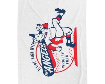 Vintage Angels Baseball - Wrigley Field - Los Angeles  - Velveteen Plush Blanket