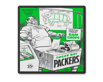 1961 Vintage Green Bay Packers - Los Angeles Rams Football Program Cover - Soapstone Coaster Set (4)