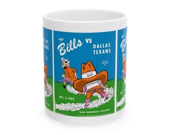 1962 Vintage Dallas Texans - Buffalo Bills Football Program Cover - Ceramic Mug, (11oz, 15oz)