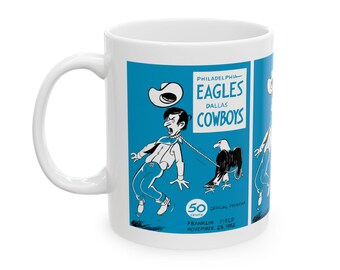 Vintage Dallas Cowboys - Philadelphia Eagles Ceramic Mug, 11oz 15oz, Football Program Cover Memorabilia Gift, Collectible Cup, Sports Fan