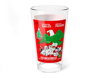 Mixing Glass, 16oz - Vintage 1960 Football Eagles -Packers Design, Gift for Sports Fans, Barware Decor, Football Enthusiast Present, Game