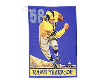 Vintage 1958 Football Rams Golf Towels - Sports Fan Gift, Retro Design, Golf Accessories, Golfing Towel, Golf Lover Present, Sports
