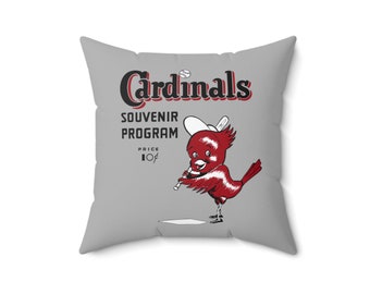 1950 Vintage Fresno Cardinals Baseball Program Cover - California League - Indoor Pillow Case