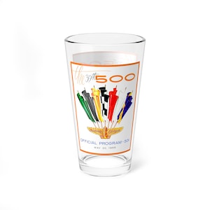 Mixing Glass, 16oz - Vintage 1955 Racing Indianapolis 500 Program Decor, Cocktail Shaker, Barware Gift, Retro Racing Fans, Glassware