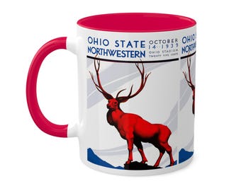 Vintage 1939 Ohio State - Northwestern Football Program Cover Colorful Mug, 11oz, Collectible Sports Memorabilia, Gift for Football Fans,