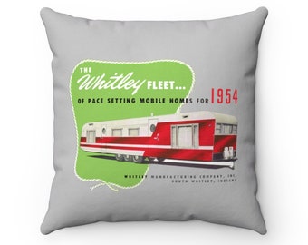 1954 Vintage Whitley Fleet Trailer Brochure Cover - Indoor Pillow