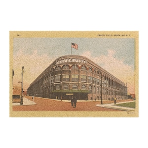 Vintage Brooklyn Dodgers Ebbets Field Street View Postcard - Doormat