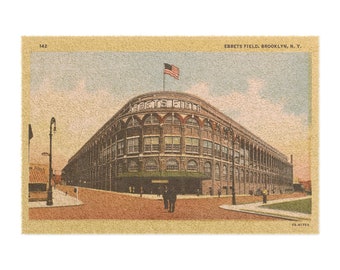 Vintage Brooklyn Dodgers Ebbets Field Street View Postcard - Doormat