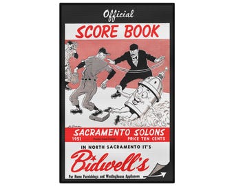 Vintage Baseball Score Book Towel | Sacramento Solons 1951 Retro