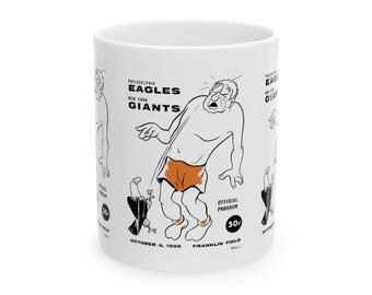 1959 Football Giants Eagles Mug | Vintage Football Ceramic Coffee Cup, 11oz and 15oz