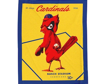 Velveteen Plush Blanket, Vintage Cardinals Baseball Program Design - Cozy Throw, Home Decor, Gift for Sports Fans, Game Day Blanket,